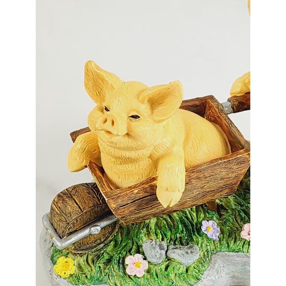 Russ Piglet Pig Piggy On A Cart Truffles Figurine 4" Resin 90s Home Decor Vtg - Picture 4 of 12